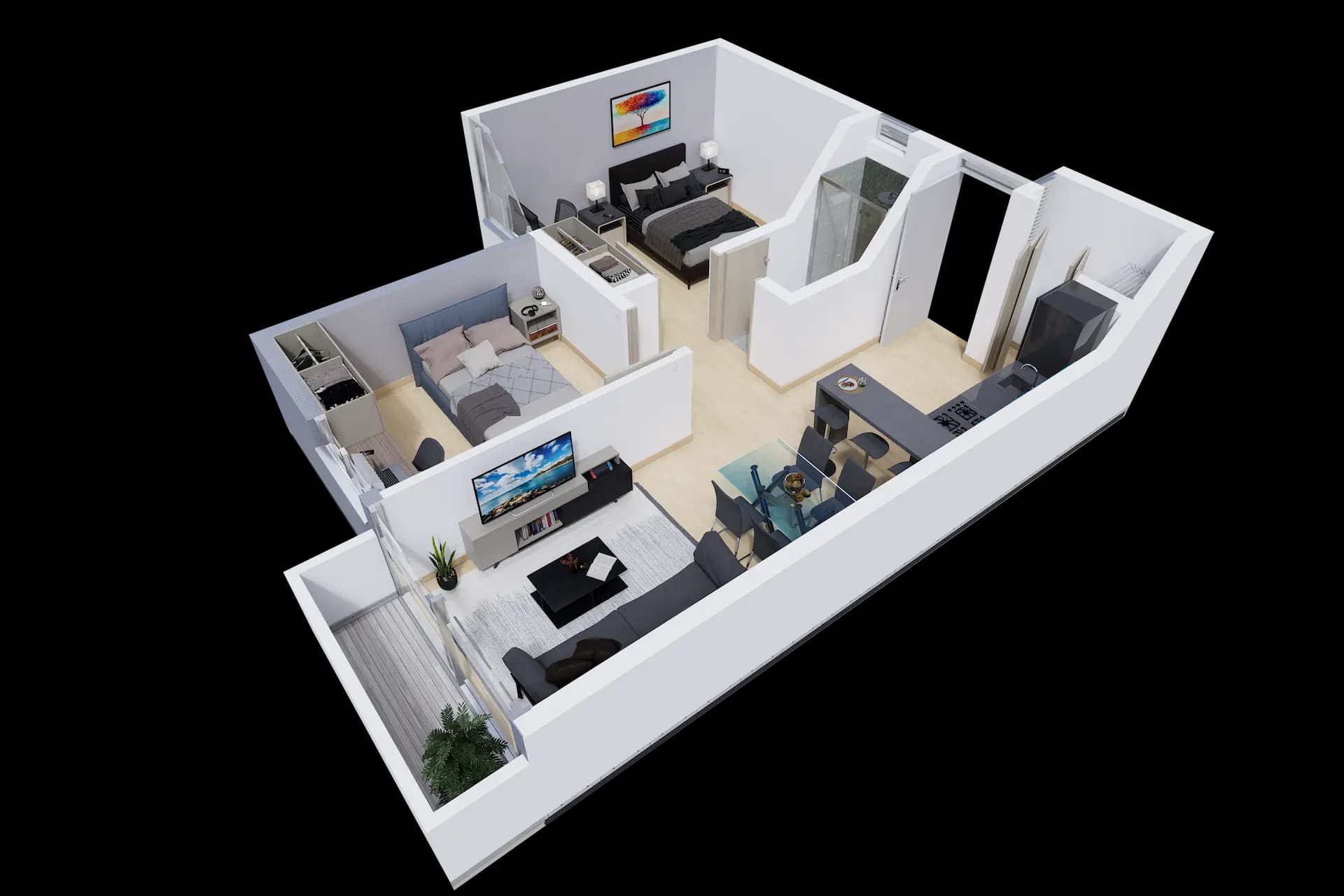 Render TIPO 1 CON BALCÓN Apto 204